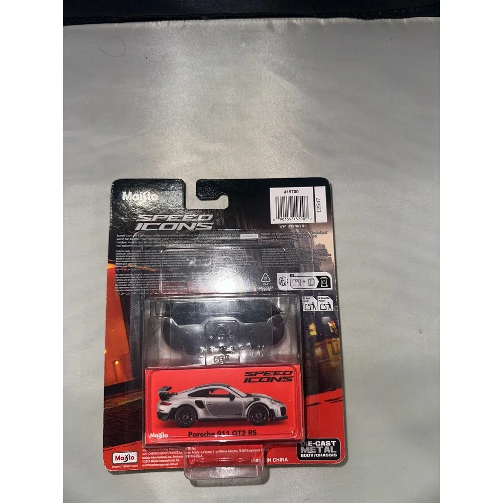 Maisto Speed Icons Porsche 911 GT2 RS Silver 1:64 Die-Cast Metal Car Limited Ed